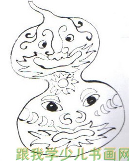 儿童水墨画教学葫芦脸谱画法--跟我学少儿书画