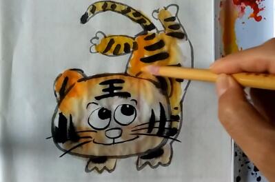 少儿国画教学[视频]：小老虎画法步骤