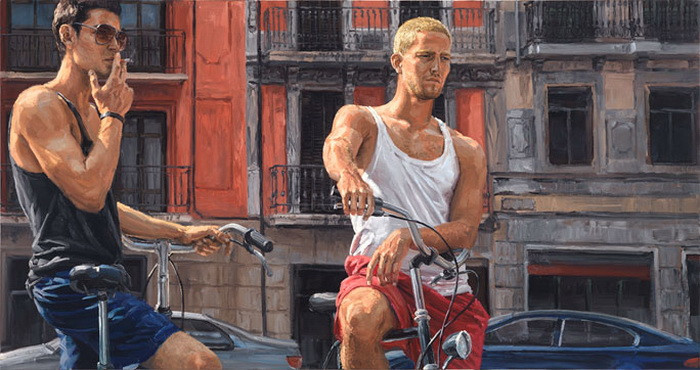 人物油画描绘街头的年青人2[图片]