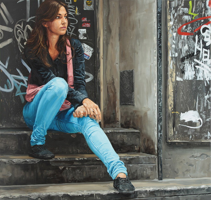 人物油画描绘街头的年青人5[图片]