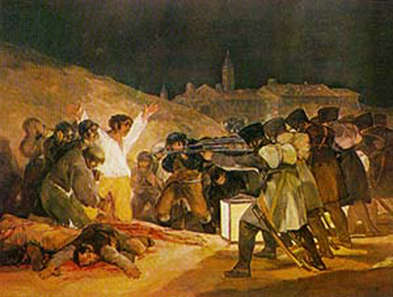 西方油画戈雅：《1808年5月3日夜枪杀起义者》