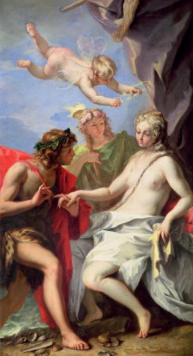 西方油画神话：酒神巴库斯与阿里阿德涅/卡拉瓦乔
