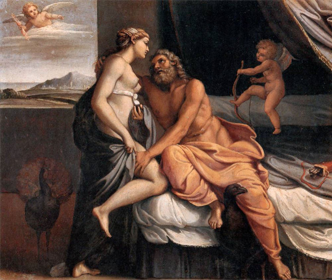 西方油画神话：朱庇特（宙斯）与天后赫拉