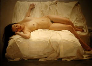女人体油画全裸躺沙发的妇女（图）