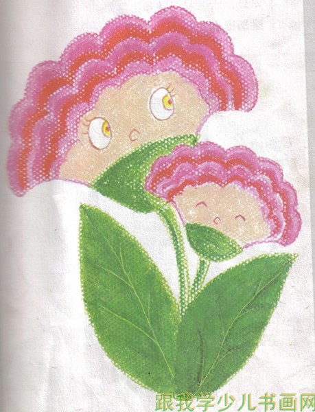儿童油画棒鸡冠花画法[入门篇]--跟我学少儿书
