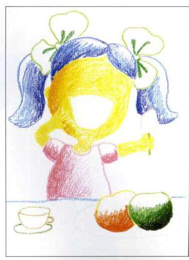 儿童创意油画棒教学：吃东西的人