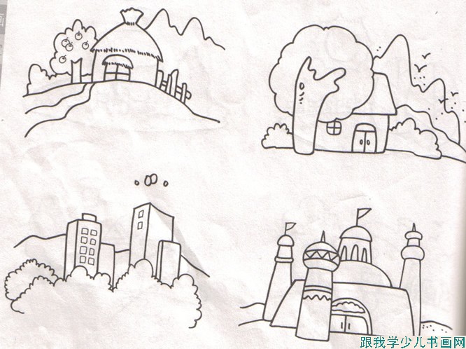 儿童简笔画、线描素材资源风景建筑图下载3--