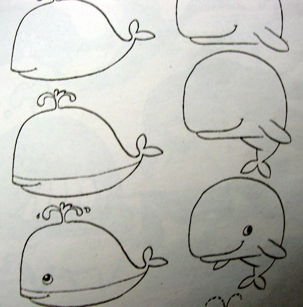 儿童简笔画鲸鱼的画法素材图--跟我学少儿书画