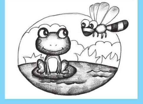 儿童创意素描动物篇：青蛙和蜻蜓