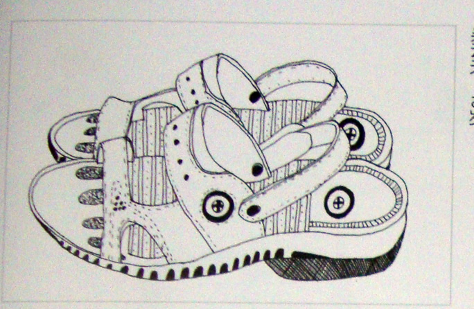 儿童画线描静物写生鞋作品组图--跟我学少儿书