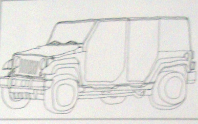 儿童画线描静物写生吉普车画法图--跟我学少儿