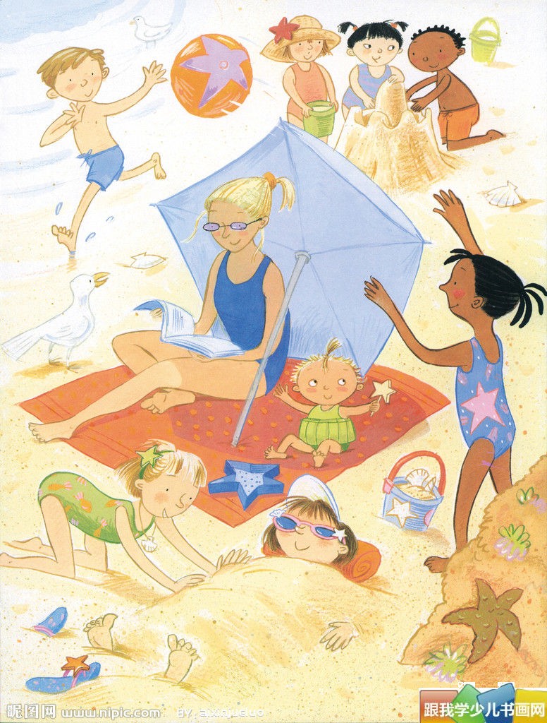 儿童故事画插图35[图片]火热夏天海边渡假玩
